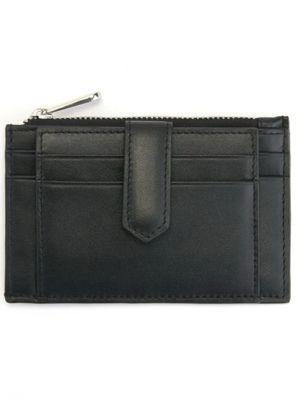 ROYCE New York Black Leather Card & Zip Pocket Holder